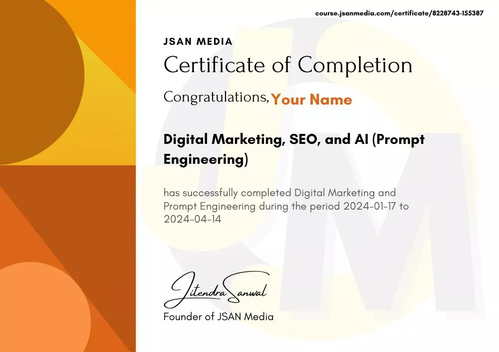JSAN Media Course Certificate of Completion